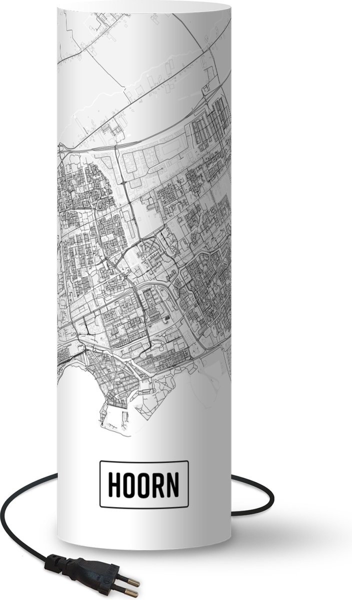 Lamp - Nachtlampje - Tafellamp slaapkamer - Stadskaart Hoorn - 50 cm hoog - Ø15.9 cm - Inclusief LED lamp - Plattegrond