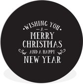 Citation de Noël Je vous souhaite un joyeux Noël sur fond noir Assiette en plastique cercle mural - ⌀ 30 cm - peinture ronde - impression photo sur cercle mural plastique (forex) / cercle vivant / (décoration murale)