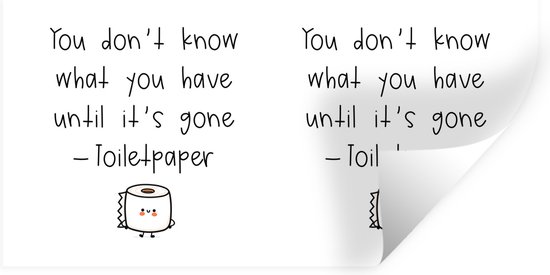 Muurstickers - Sticker Folie - Spreuken - Quotes - You don't know what you have until it's gone - WC papier - Toiletpapier - 120x60 cm - Plakfolie - Muurstickers Kinderkamer - Zelfklevend Behang - Zelfklevend behangpapier - Stickerfolie
