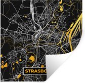 Muurstickers - Sticker Folie - Kaart – Strasbourg - Stadskaart – Frankrijk – Plattegrond - 30x30 cm - Plakfolie - Muurstickers Kinderkamer - Zelfklevend Behang - Zelfklevend behangpapier - Stickerfolie