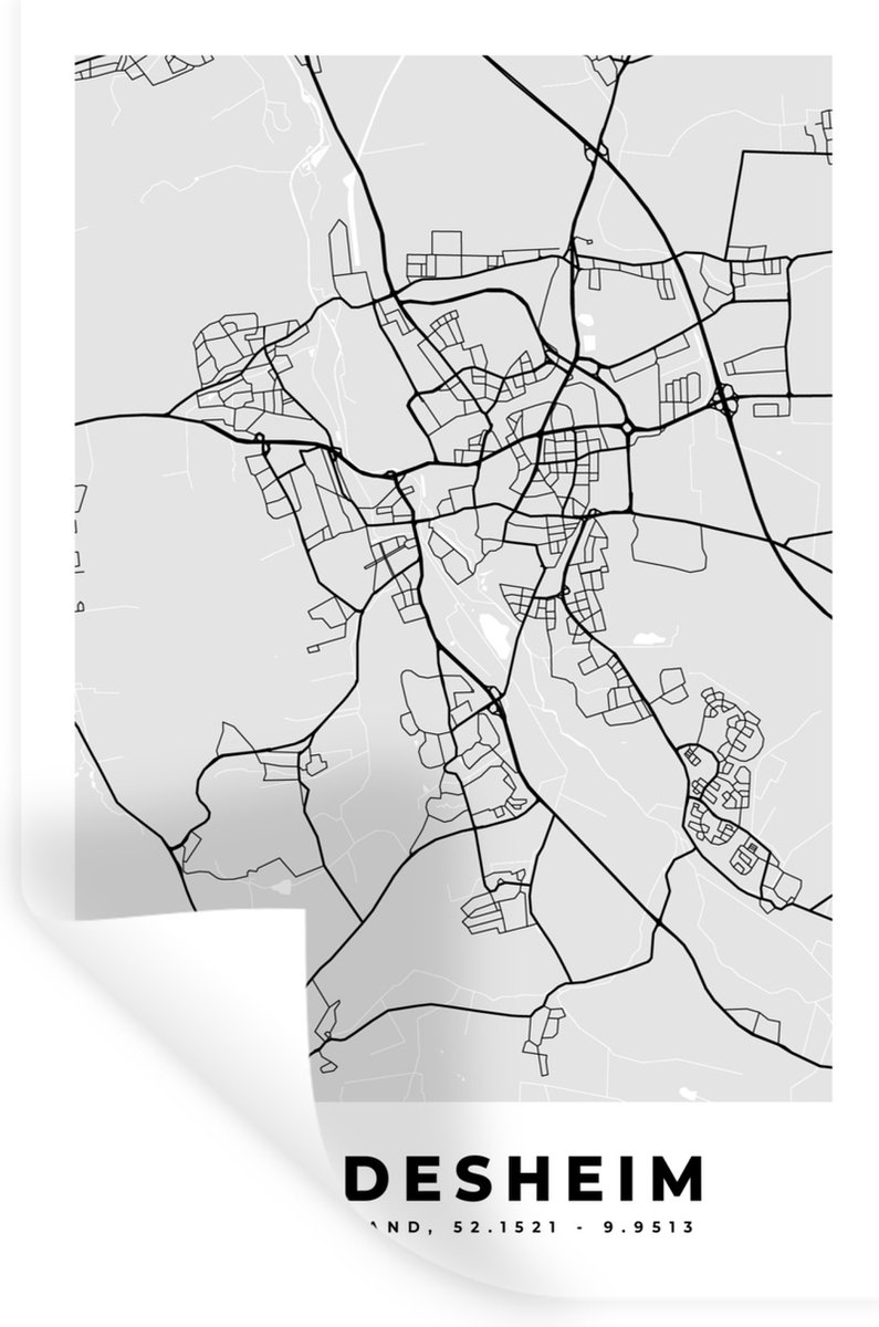Muurstickers - Sticker Folie - Kaart - Stadskaart - Duitsland - Hildesheim - Plattegrond -