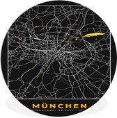 WallCircle - Wandcirkel - Muurcirkel Binnen - München - Plattegrond - Kaart - Stadskaart - Goud - Duitsland - 90x90 cm - Wanddecoratie - Ronde Schilderijen