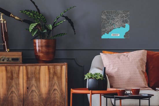 Stickers muraux - Brest - France - Carte - Plan de la ville - Carte - 30x30 cm - Film adhésif