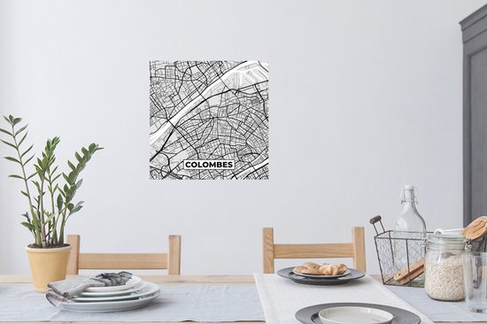 Stickers Stickers muraux - Carte - Colombes - Plan de ville - Carte - France - 80x80 cm - Film adhésif