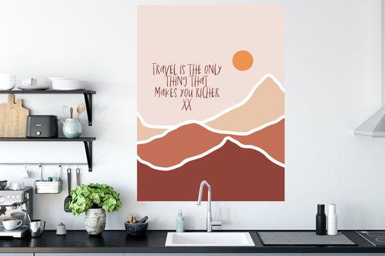 Stickers muraux - Proverbes - Citations - Le voyage est la seule chose qui vous rend plus riche - Oranje - 90x120 cm - Feuille adhésive