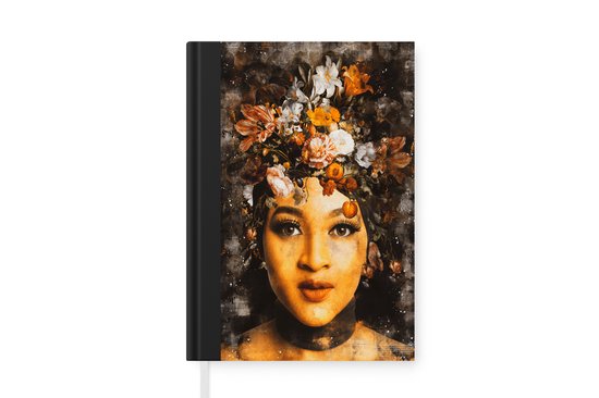 Carnet - Carnet d'écriture - Femme - Fleurs - Peinture - Carnet - Format A5 - Bloc-notes