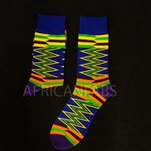 Afrikaanse sokken / Afro sokken / Kente sokken - Blauw - Afrika print kousen / Vrolijke sokken
