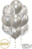 Zilveren Ballonnen Confetti Verjaardag Versiering Abraham Helium Ballonnen Feest Versiering Sarah Huwelijk – 40 Stuks