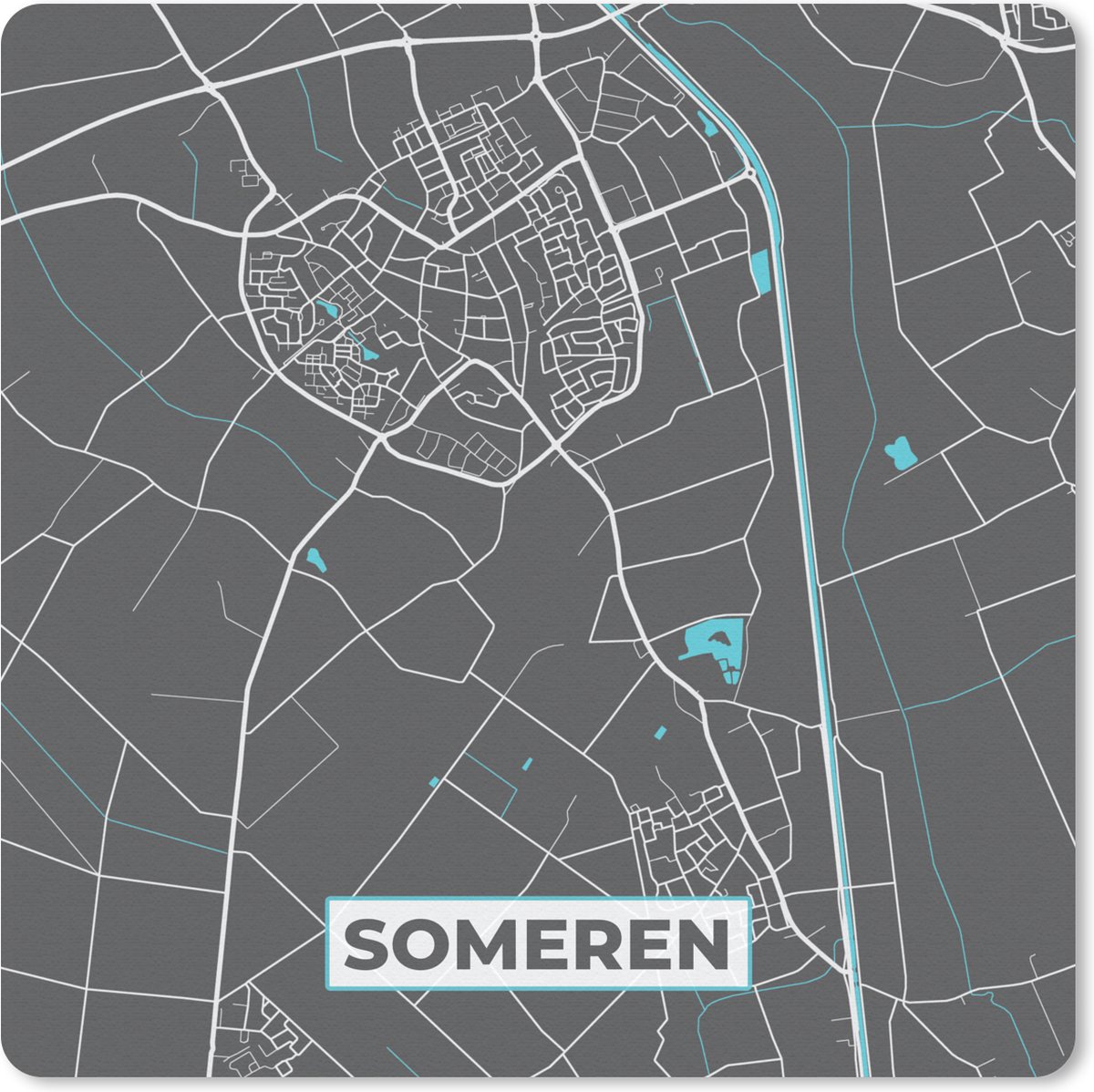 Muismat 20x20 cm - Mousepad Plattegrond - Someren - Kaart - Stadskaart - Muismatten - Stadskaart