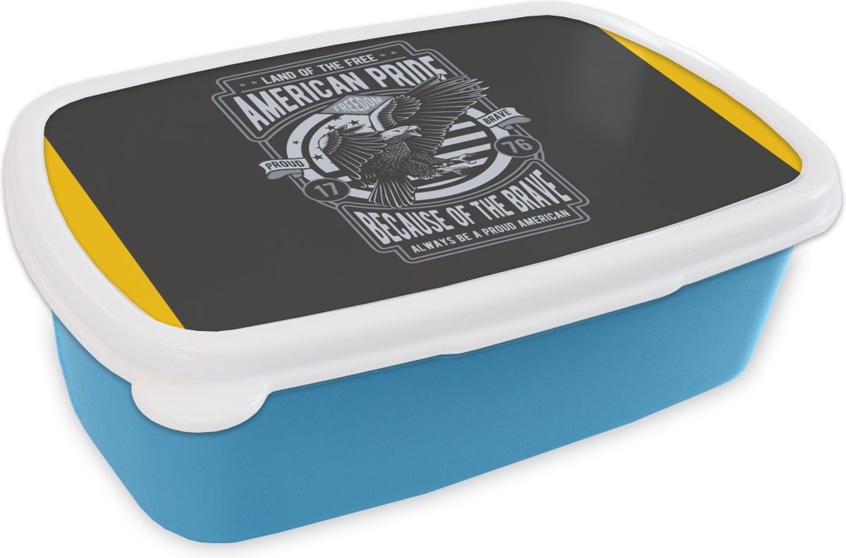 Broodtrommel Blauw - Lunchbox - Brooddoos - Vogel - Amerika - Vintage - 18x12x6 cm - Kinderen - Jongen