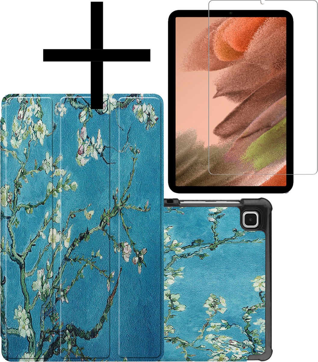 Hoesje Geschikt voor Samsung Galaxy Tab S6 Lite Hoesje Case Hard Cover Hoes Book Case Met Screenprotector - Bloesem