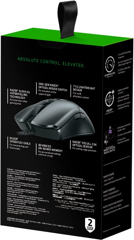 Razer Viper 8KHz Gaming Muis - 20.000 DPI - 8000 Hz - Optisch - 71