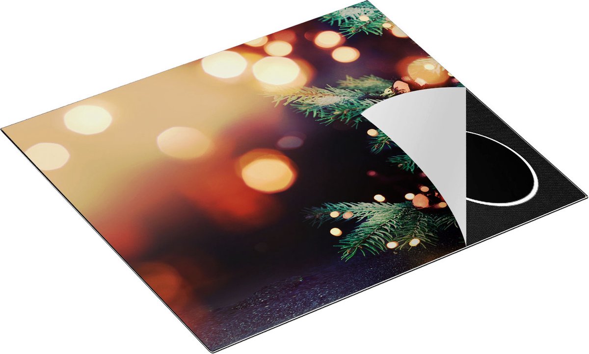 Chefcare Inductie Beschermer Versierde Kerstboom met Lichtjes - 59x52 cm - Afdekplaat Inductie - Kookplaat Beschermer - Inductie Mat