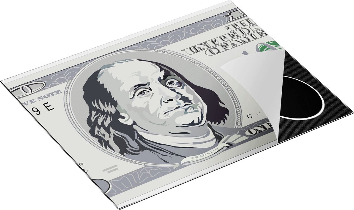Chefcare Inductie Beschermer Geld Dollar Biljet - Briefje van 100 Dollar - 65x50 cm - Afdekplaat Inductie - Kookplaat Beschermer - Inductie Mat