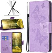 Mobigear Telefoonhoesje geschikt voor Nokia G11 Hoesje | Mobigear Butterfly Bookcase Portemonnee | Pasjeshouder voor 2 Pasjes | Telefoonhoesje voor Pinpas / OV Kaart / Rijbewijs - Paars