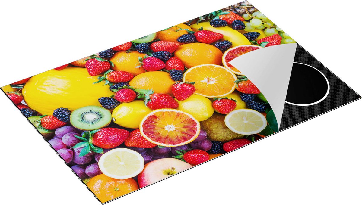 Chefcare Inductie Beschermer Kleurrijke Fruit Achtergrond - 78x52 cm - Afdekplaat Inductie - Kookplaat Beschermer - Inductie Mat