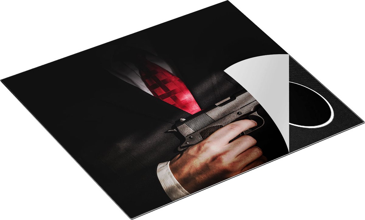 Chefcare Inductie Beschermer Man van de Maffia met een Pistool Vast - 57,6x51,6 cm - Afdekplaat Inductie - Kookplaat Beschermer - Inductie Mat
