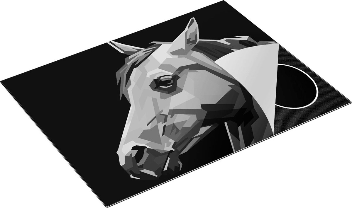Chefcare Inductie Beschermer Kleurrijke Paardenkop - Paard - Abstract - Zwart Wit - 77x59 cm - Afdekplaat Inductie - Kookplaat Beschermer - Inductie Mat