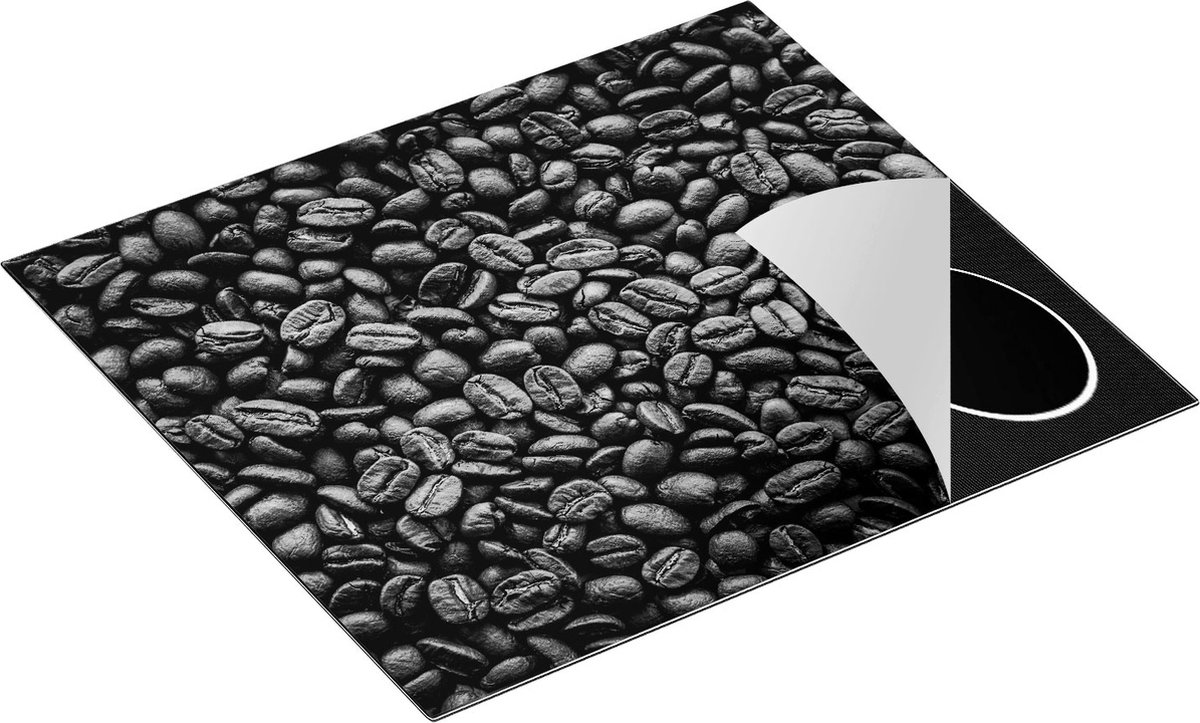 Chefcare Inductie Beschermer Bruine Koffiebonen - Zwart Wit - 60x52 cm - Afdekplaat Inductie - Kookplaat Beschermer - Inductie Mat