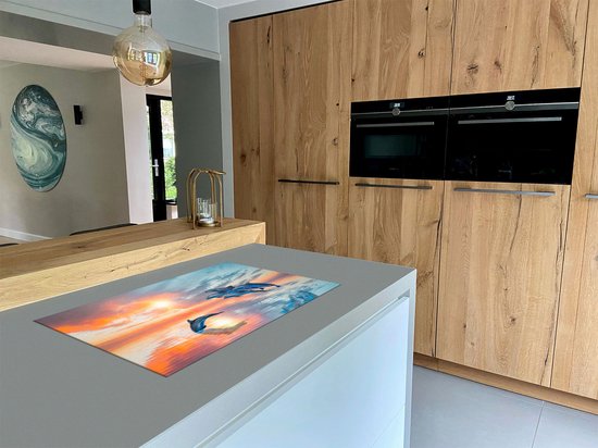 Chefcare Inductie Beschermer Groep Dolfijnen Springen uit het Water - 91,6x52,7 cm - Afdekplaat Inductie - Kookplaat Beschermer - Inductie Mat