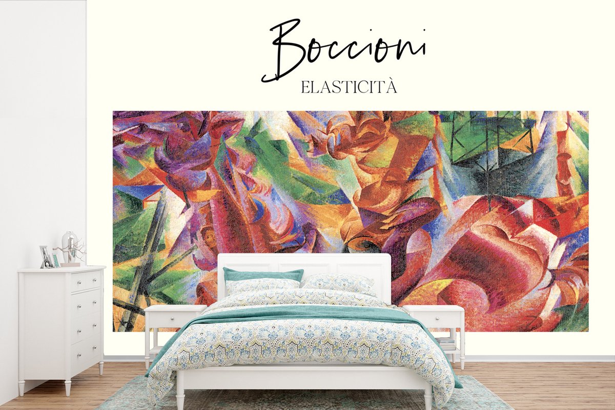 Behang - Fotobehang Kunst - Futurisme - Boccioni - Elasticità - Breedte 390 cm x hoogte 260 cm