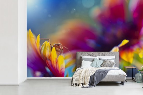 Behang - Fotobehang Mier - Bloemen - Regenboog - Breedte 390 cm x hoogte 260 cm