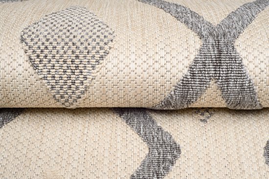 Tapis de jardin Tapiso Viera Tapis Beige Grijs Moderne Intérieur Taille - 140x200