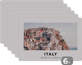 Placemat - Placemats kunststof - Cinque Terre - Italië - Amalfi - Zee - 45x30 cm - 6 stuks - Hittebestendig - Anti-Slip - Onderlegger - Afneembaar