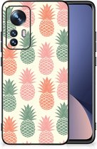 GSM Hoesje Xiaomi 12 | 12X Siliconen Hoesje met Zwarte rand Ananas