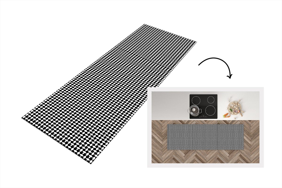 KitchenYeah Keukenloper - Loper keuken - Design - Geometrie - Patroon - 180x60 cm - Keukenloper vinyl Multicolor