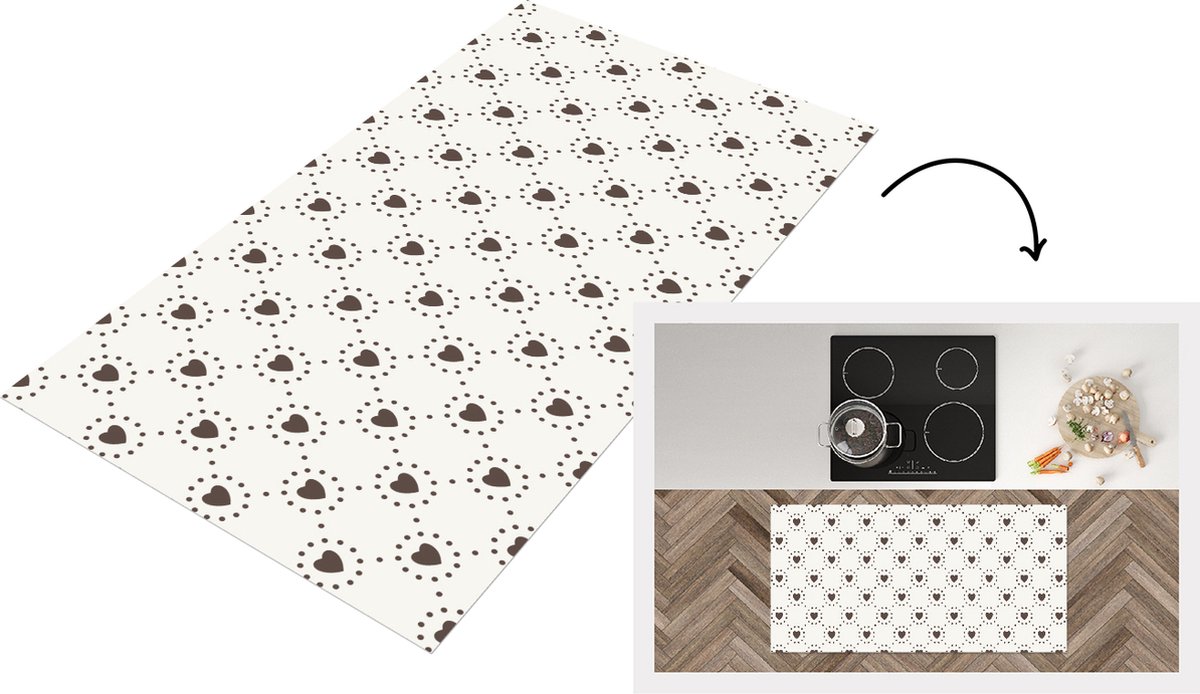 KitchenYeah Keukenloper - Loper keuken - Geometrie - Lijn - Hart - Patroon - 120x60 cm - Keukenloper vinyl Multicolor