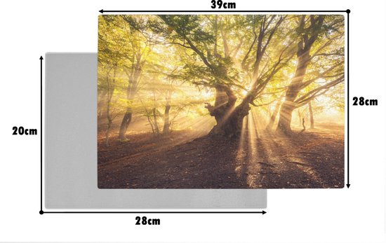 Planche à découper en Verres - 39x28 - Arbre - Forêt - Soleil - Planches à découper en Glas
