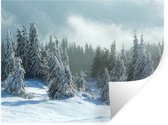 Muurstickers - Sticker Folie - Bos - Sneeuw - Winter - 120x90 cm - Plakfolie - Muurstickers Kinderkamer - Zelfklevend Behang - Zelfklevend behangpapier - Stickerfolie