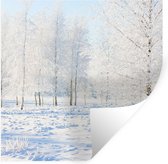 Muurstickers - Sticker Folie - Sneeuw - Bomen - Winter - 30x30 cm - Plakfolie - Muurstickers Kinderkamer - Zelfklevend Behang - Zelfklevend behangpapier - Stickerfolie