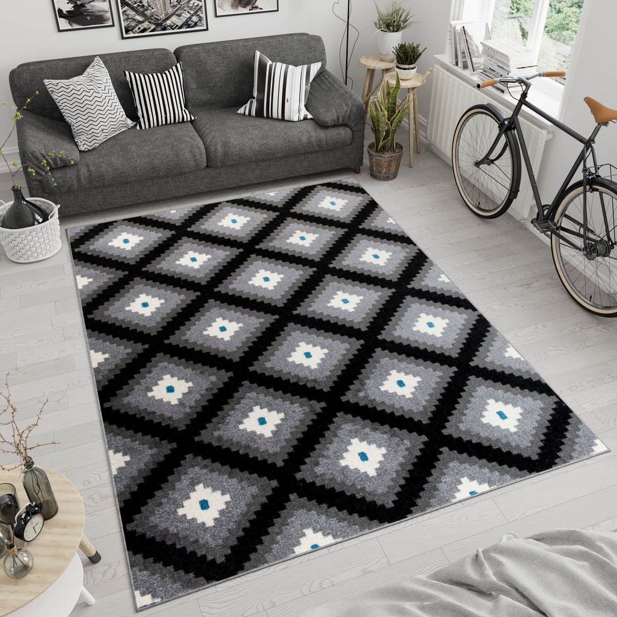 Tapiso Maroko Vloerkleed Tapijt Woonkamer Antraciet Maat- 80x150 Zwart 4
