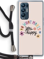 Case Company® - Hoesje met koord geschikt voor Oppo Find X3 Neo hoesje met Koord - Happy days - Telefoonhoesje met Zwart Koord - Bescherming aan alle Kanten en Over de Schermrand