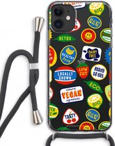Case Company® - Hoesje met koord geschikt voor iPhone 11 hoesje met Koord - Fruitsticker - Telefoonhoesje met Zwart Koord - Extra Bescherming aan alle Kanten en Over de Schermrand