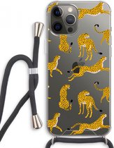 Case Company® - Coque iPhone 12 Pro Max avec cordon - Léopard - Coque pour téléphone avec cordon Zwart - Protection Extra sur tous les côtés et sur le bord de l'écran