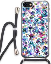 Case Company® - Coque pour iPhone 7 avec cordon - Fleurs d'hibiscus - Coque pour téléphone avec cordon Zwart - Protection Extra sur tous les côtés et sur le bord de l'écran
