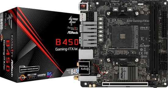 Foto: Asrock b450 gaming itx ac moederbord socket amd am4 vormfactor mini itx moederbord chipset amd b450