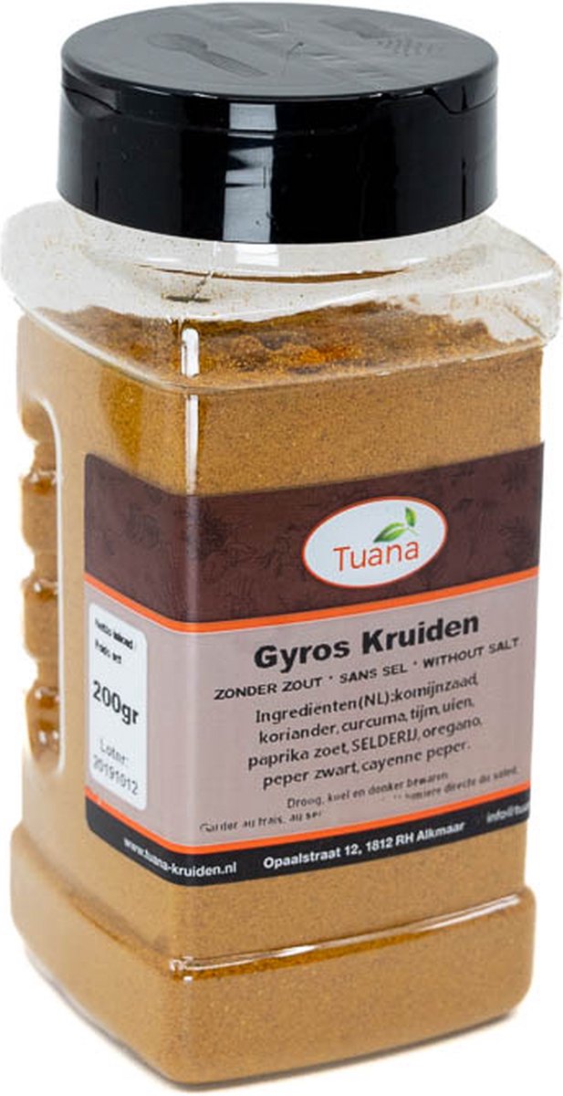 Goedkoopste Tuana Kruiden - Gyros Kruiden Zonder Zout - 140 Gram - MP-G-0013