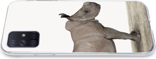 Coque Samsung Galaxy A51 - Bébé Rhinocéros - Doux - Enfants - Garçons - Filles - Kids - Coque de téléphone en Siliconen