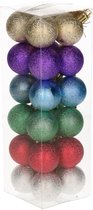 24x Kleine pastel gekleurde kerstballen van kunststof 3 cm - Kerstboomversiering - Kerstversiering/kerstdecoratie