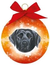 Dieren/huisdieren kerstballen Labrador hond zwart 8 cm - Kerstboomversiering/kerstversiering