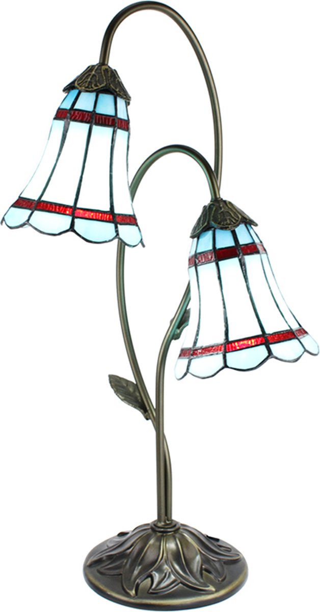 Lumilamp Tiffany Tafellamp 61 cm Blauw Bruin Polyresin