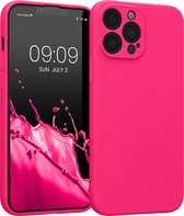 kwmobile telefoonhoesje geschikt voor Apple iPhone 13 Pro Max - Hoesje voor smartphone - Precisie camera uitsnede - TPU back cover in neon roze