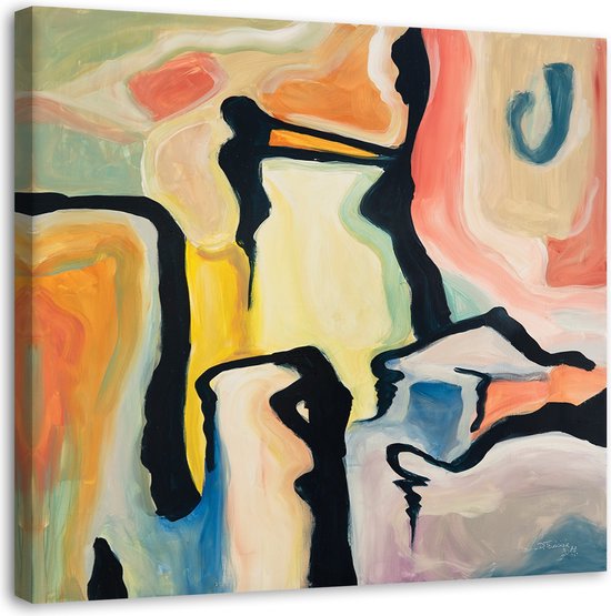 Trend24 - Peinture sur toile - Composition pastel - Peintures - Abstrait - 30x30x2 cm - Multicolore