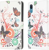 Hoesje Portemonnee Book Case Butterfly Print Geschikt voor Samsung Galaxy M02