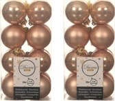 48x boules de Noël en plastique marron caramel 4 cm - Mat/brillant - Boules de Noël en plastique incassable