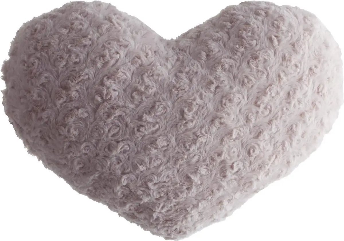 Atmosphera pluche bank kussen hartje vorm - roze - 28 x 36 cm - Sierkussens - voor binnen Oudroze